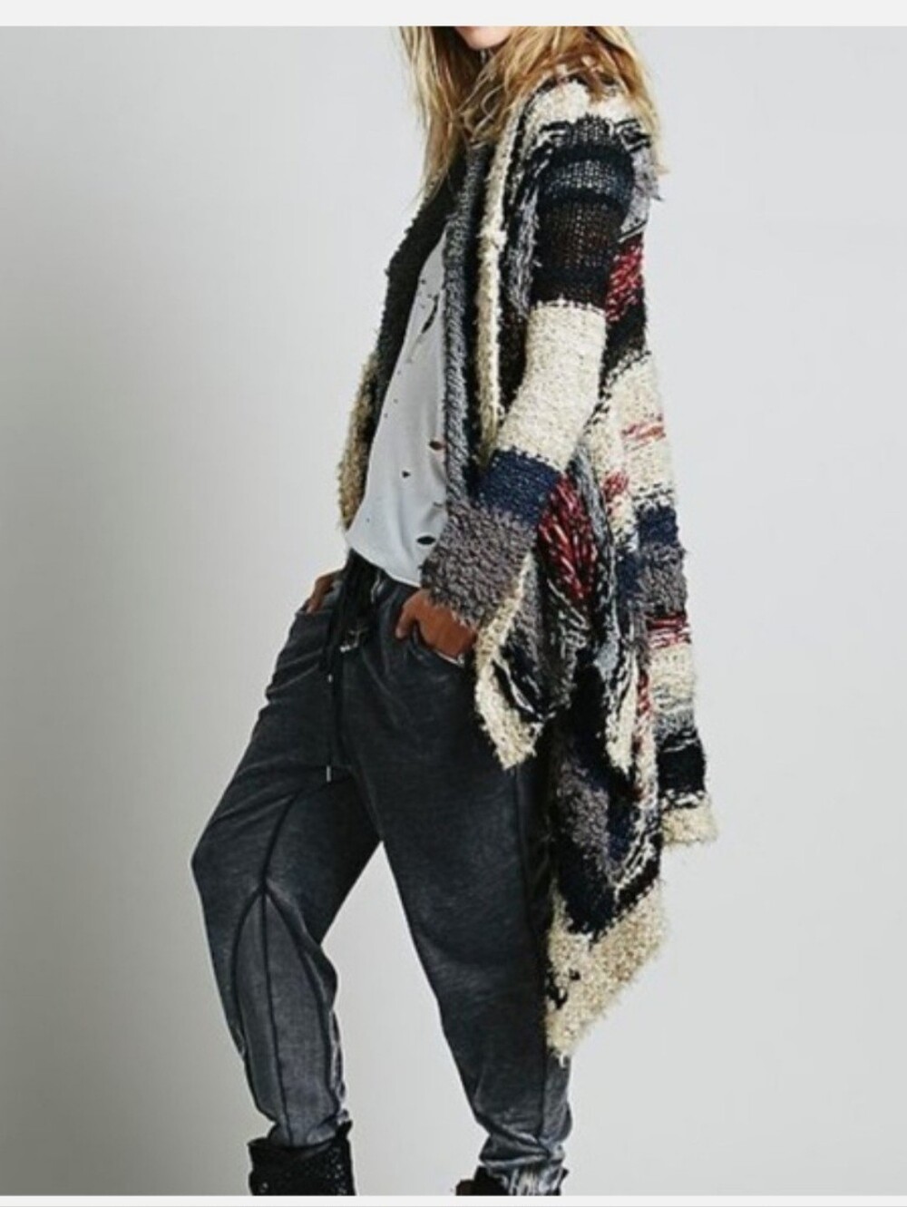 FP Sloppy Joe Chunky Open Cardigan Sweater